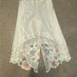 Embroidered Floral Lace Swim Coverup